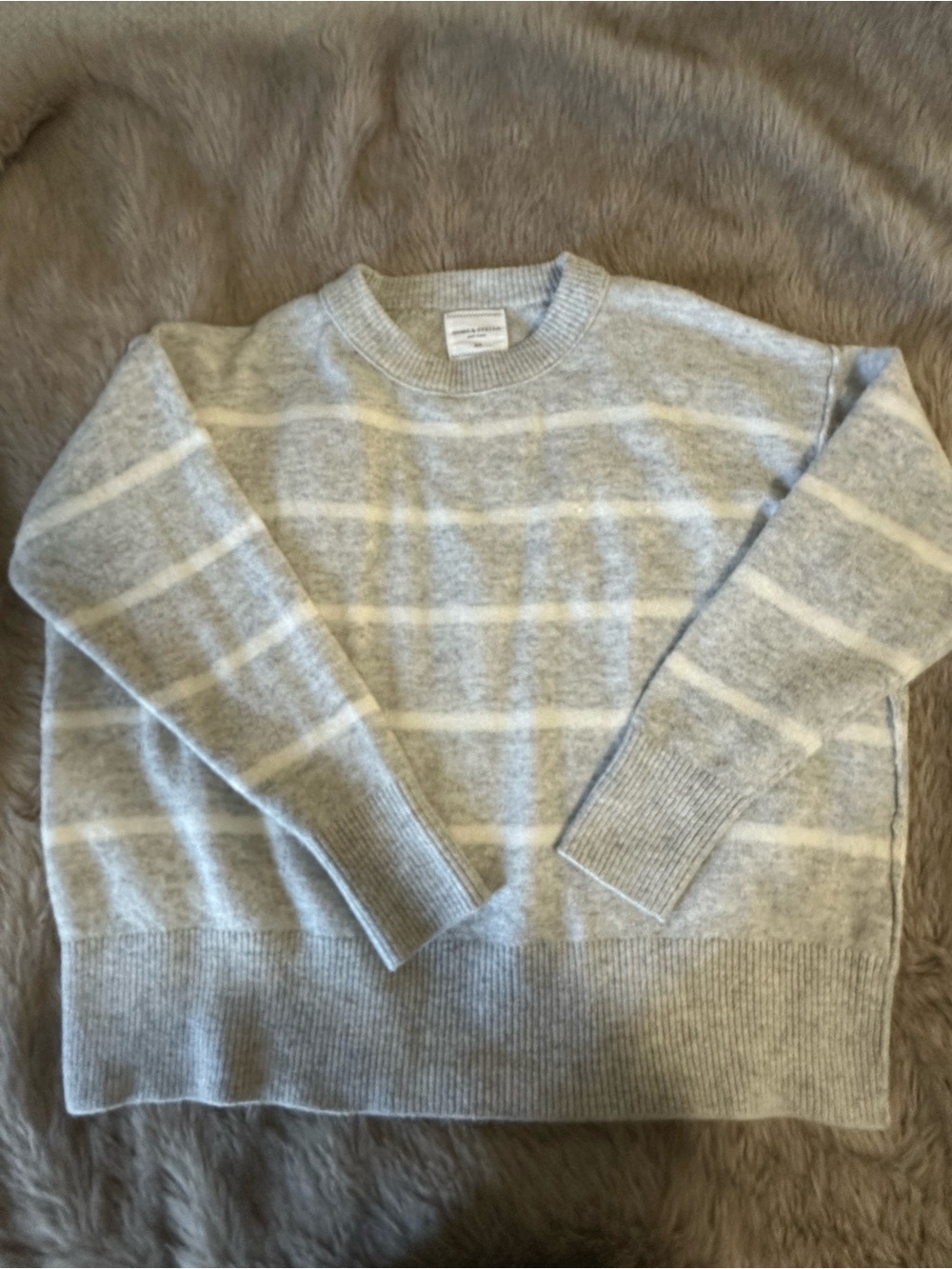 Grey and white striped sweater
